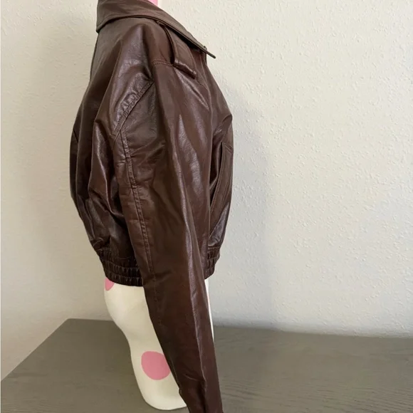 American eagle cropped faux leather bomber jacket S - Picture 6 of 6